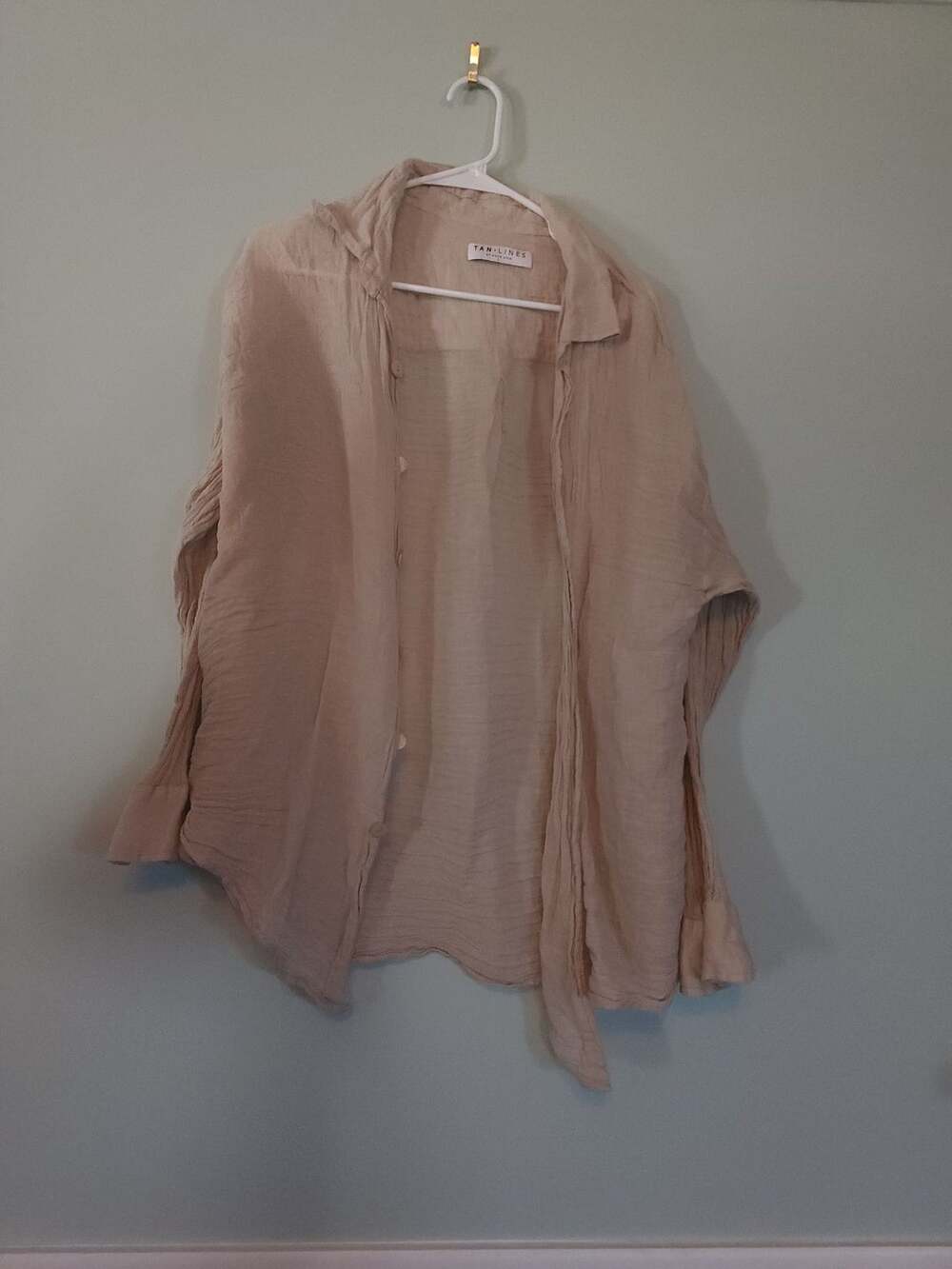 Beachvibes Gauzeshirt Tan Lines by Sivan Ayla Gauze Button Down Shirt Size 2